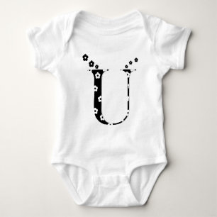 flower Patterned Letter U Baby Bodysuit