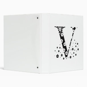 flower Patterned Letter V Binder