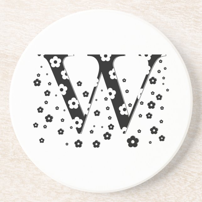 flower Patterned Letter W Coaster (Front)