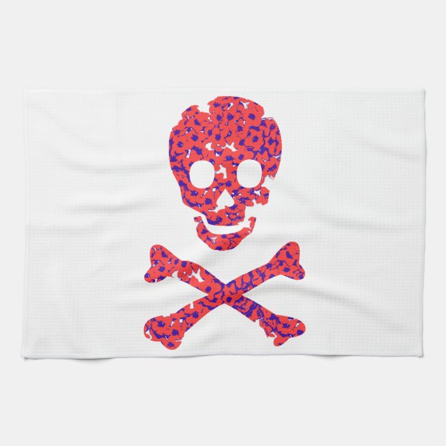 Flower Patterned Skull Kitchen Towel (Horizontal)