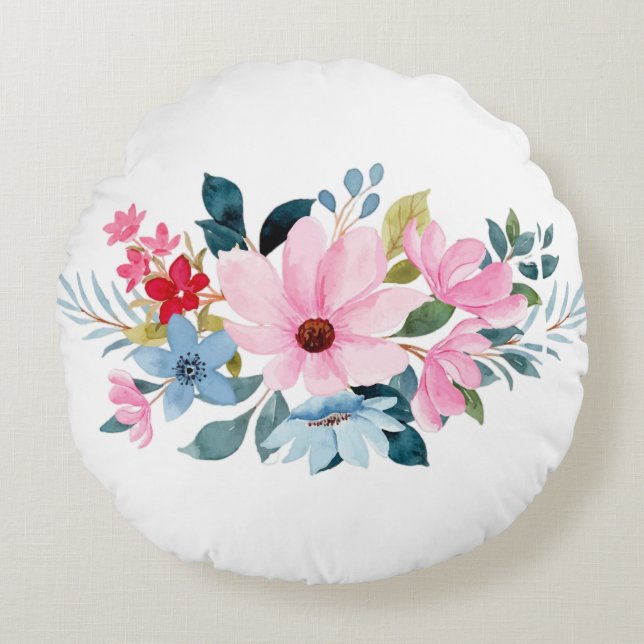 Flower Patterns  Round Pillow (Front)