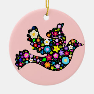Flower Peace Dove ornament
