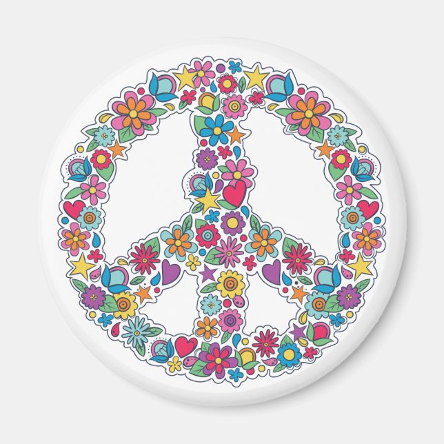 Flower Peace Sign Magnet (Front)
