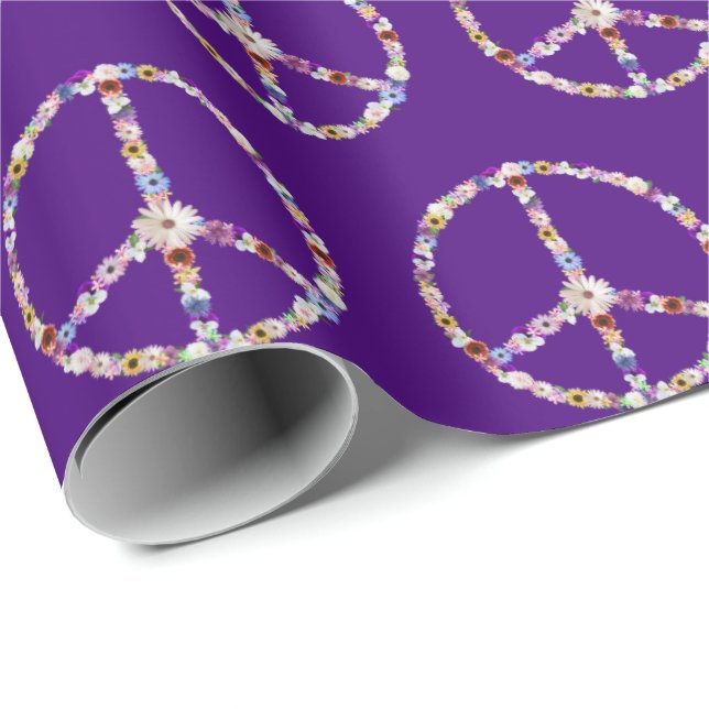 Flower Peace Sign Wrapping Paper (Roll Corner)