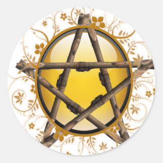 Flower Pentagram Classic Round Sticker