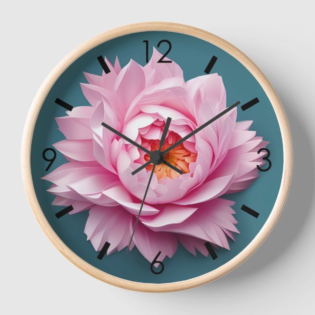 Flower peony Paper origami style WC01 Clock (Front)