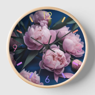 Flower peony Paper origami style WC02 Clock