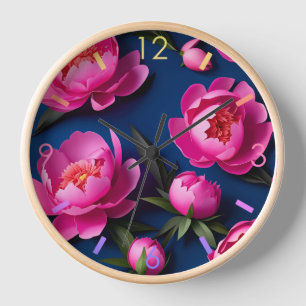 Flower peony Paper origami style WC03 Clock