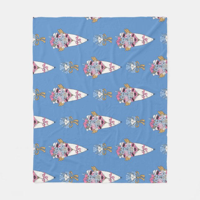 Flower & Perfume Bouquet Bundle on blue Fleece Blanket (Front)