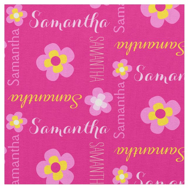 Flower personalized name typographic fabric (Close Up)