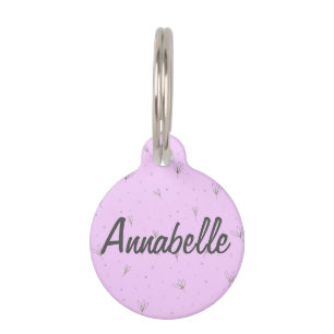 Flower Pet ID Tag Personalized Name Violet