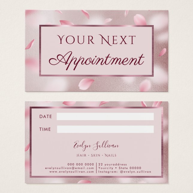 Flower Petals Faux Foil Appointment Card (Front & Back)