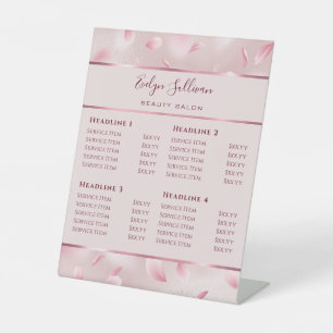 Flower Petals Faux Foil Price List Pedestal Sign