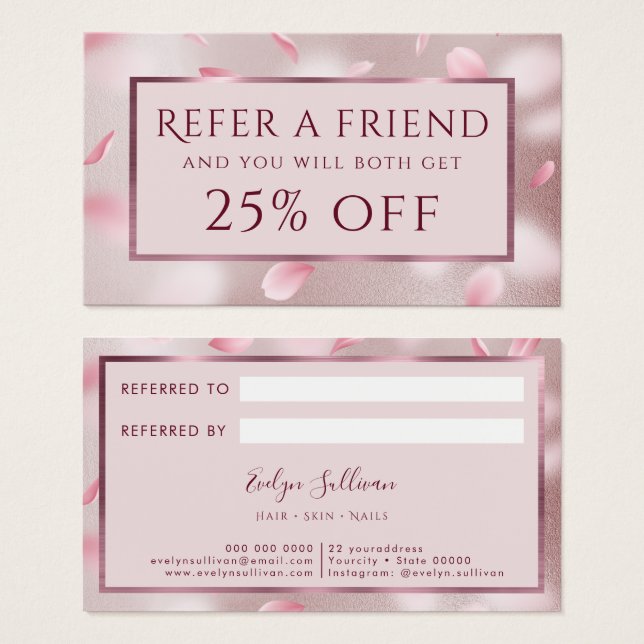 Flower Petals Faux Foil Referral Card (Front & Back)