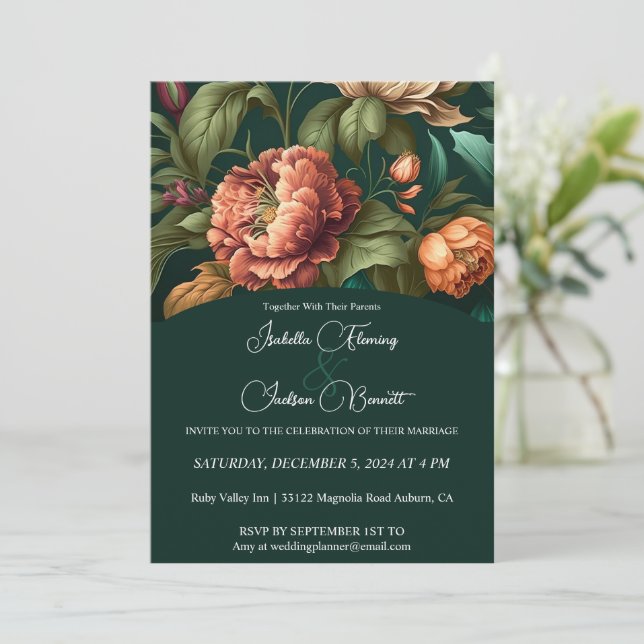 Flower Petals Wedding Invitation (Standing Front)