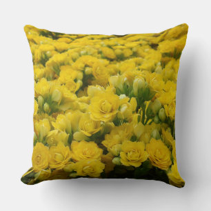 Flower Photo Bright Yellow Blooms Feminine Floral Throw Pillow