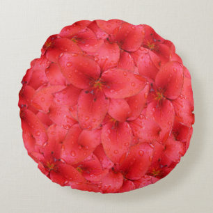 Flower Photo Red Garden Lilies Round Pillow