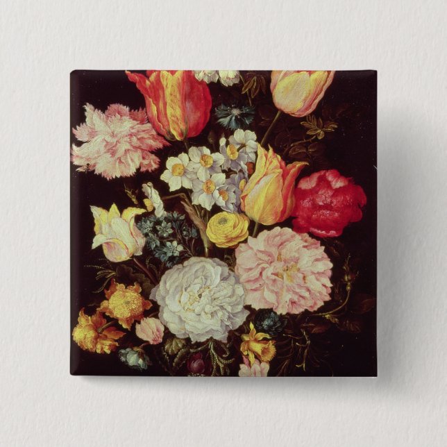 Flower Piece 2 Inch Square Button (Front)