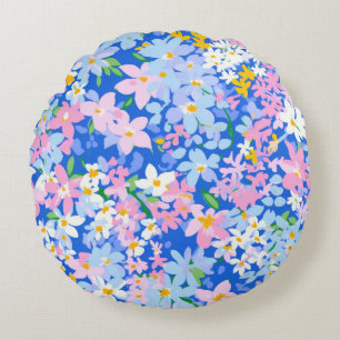 Flower Pillow, Floral Pillow, Pink Blue Pillow