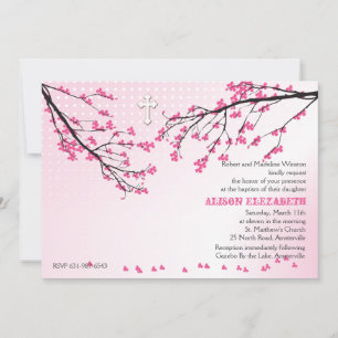 Flower Pink Branches Invitation