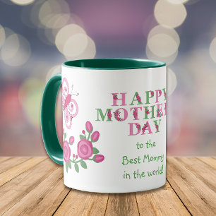Flower Pink Butterfly Best Mommy Mug