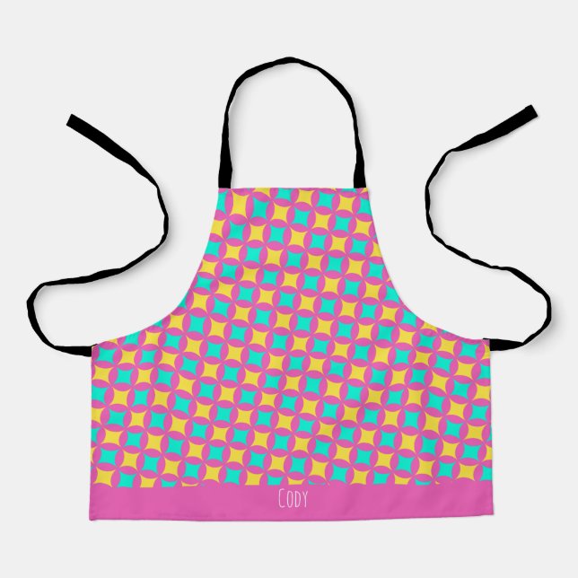 Flower Pink Yellow Minimal Pattern Apron (Front)