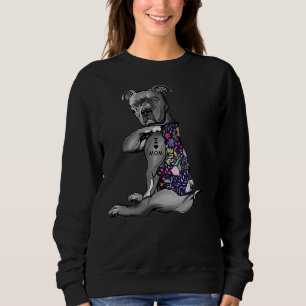 Flower Pitbull I Love Mom Pitbull Sweatshirt