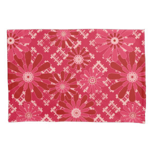 Flower plaid , floral , plaid , red , red , rustic pillowcase