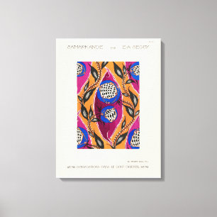 Flower Pochoir Pattern in Art Nouveau Canvas Print