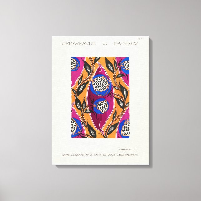 Flower Pochoir Pattern in Art Nouveau Canvas Print (Front)