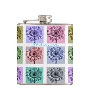 Flower Pop Art Hip Flask