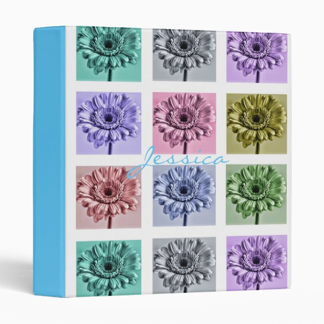 Flower Pop Art Pattern Personalised Binder (Front/Spine)