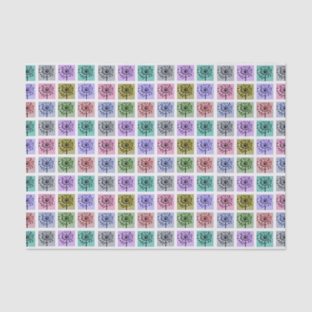 Flower Pop Art Squares Tissue Paper (Front)