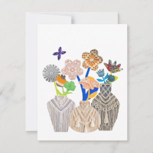 Flower pot crochet macrame note cards