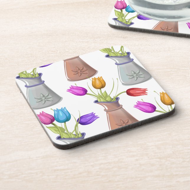 Flower Pots Pattern Coaster (Left Side)