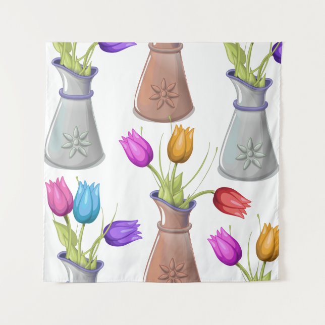 Flower Pots Pattern Tapestry (Front)