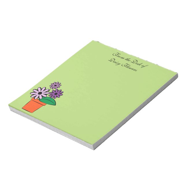 Flower Pots Purple Daisies Notepad (Rotated)