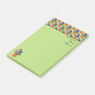 Flower Pots Purple Daisies Personalized Post-it Notes