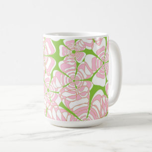 Flower Power 1 Pink, Green, Orange, Brown Accents Coffee Mug