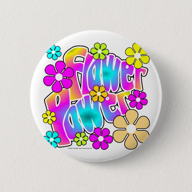 Flower Power 2 Inch Round Button (Front)