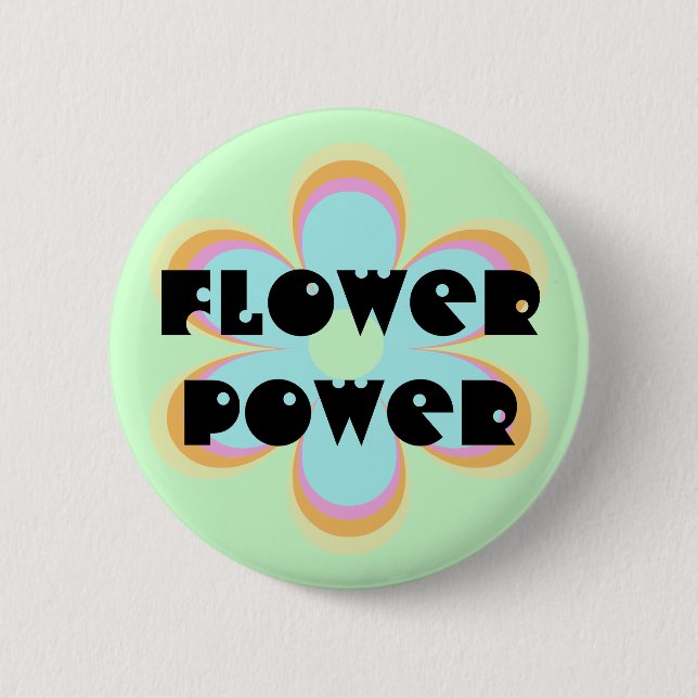 Flower Power 2 Inch Round Button (Front)
