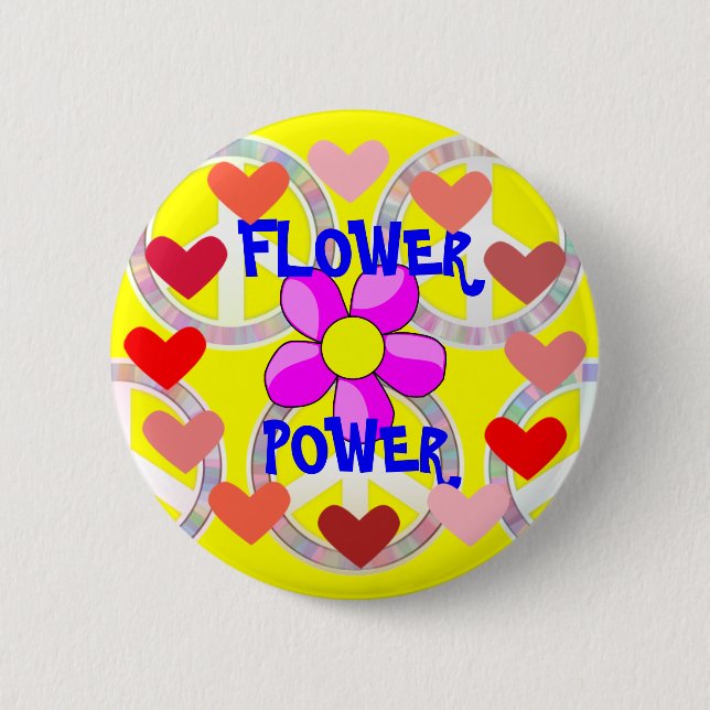 Flower Power 2 Inch Round Button (Front)