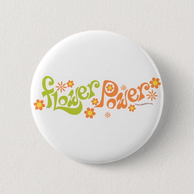 Flower Power 2 Inch Round Button (Front)