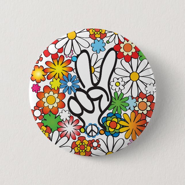 Flower Power 2 Inch Round Button (Front)