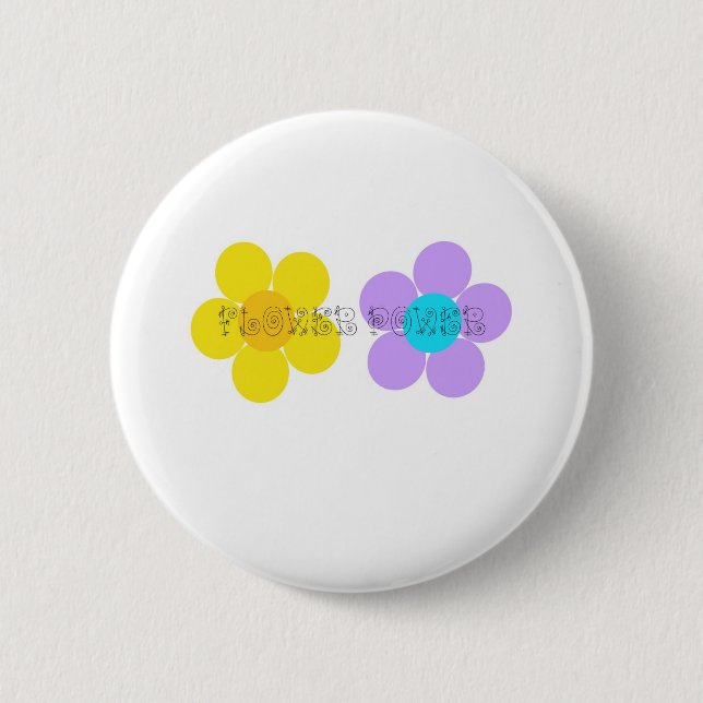 Flower Power 2 Inch Round Button (Front)