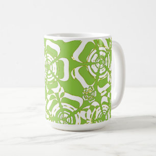 Flower Power 3 Green White Yellow and Black Coffee Mug