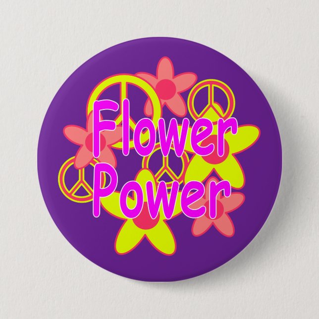 Flower Power 3 Inch Round Button (Front)