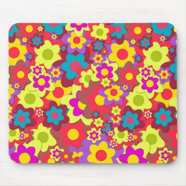 Flower Power 60s hippy Mouse Pad (Front)