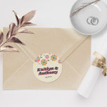 Flower Power 70's Retro Groovy Wedding Classic Round Sticker<br><div class="desc">Celebrate in style with these very trendy 70's retro style wedding stickers. The design is easy to personalize with your special event wording and your guests will be thrilled when they receive these fabulous stickers. Matching items can be found in the collection.</div>