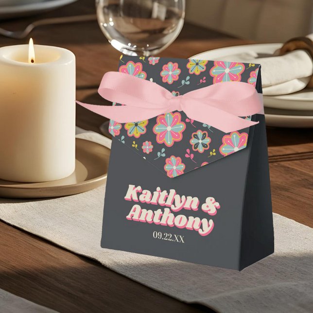 Flower Power 70's Retro Groovy Wedding Favor Box (Creator Uploaded)